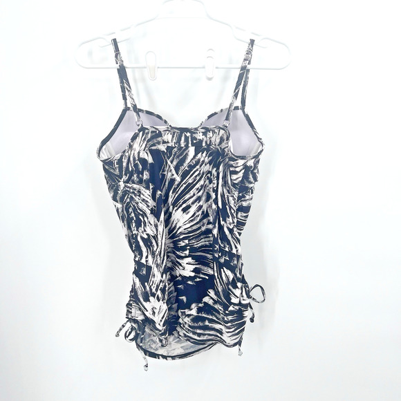 Spanx Love Your Assets Push Up Black White Tankini Swim Suit Top Womens Large - Picture 5 of 7